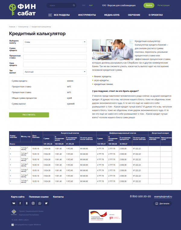 Сайт финансовой грамотности "Финсабат"